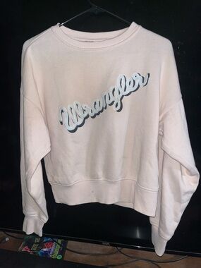 Wrangler Retro PinkCream Crewneck Sweatshirt for Kids with Black Script Logo
